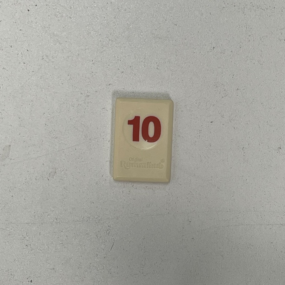 Rummikub Replacement Tile Red 10 Pressman 1997 Game Part White Plastic Token